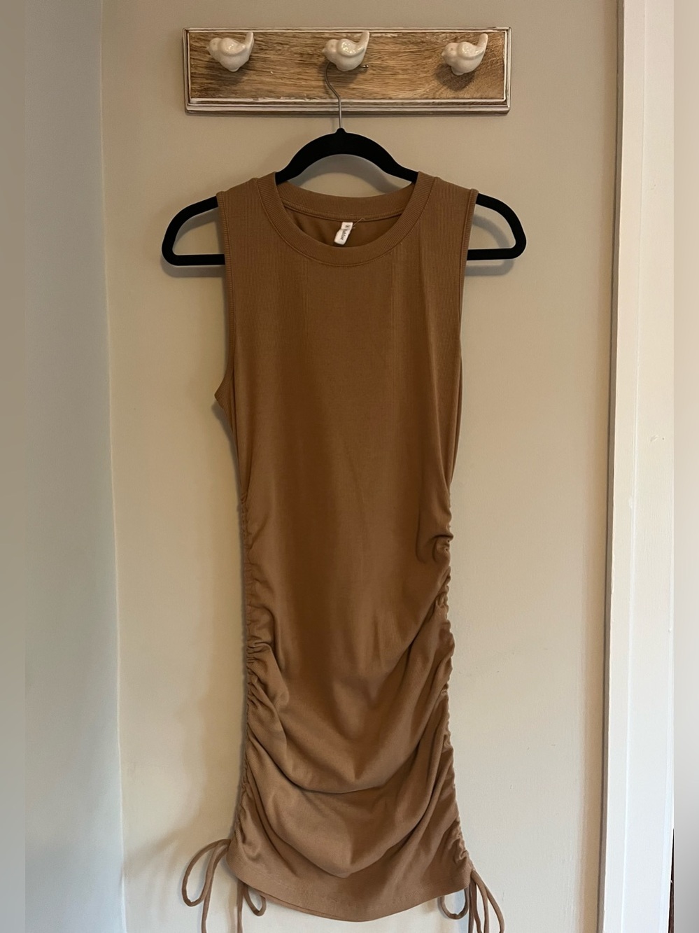 Ruched Tank Dress in Brown